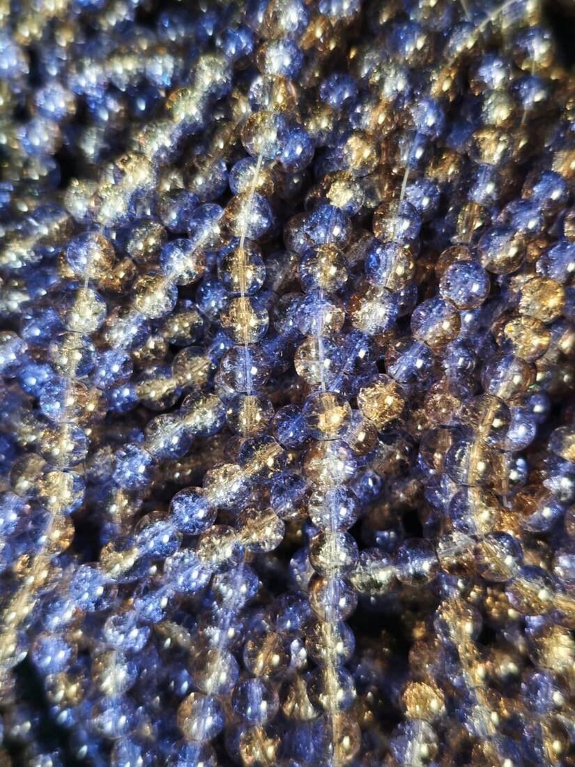 8 mm Crack Blue Champagne Beads