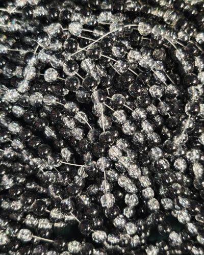 8 mm Crack Black Beads
