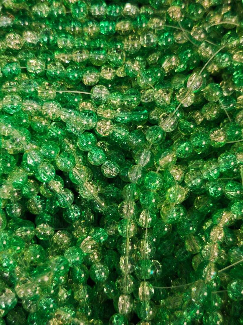 8 mm Crack Green Beads