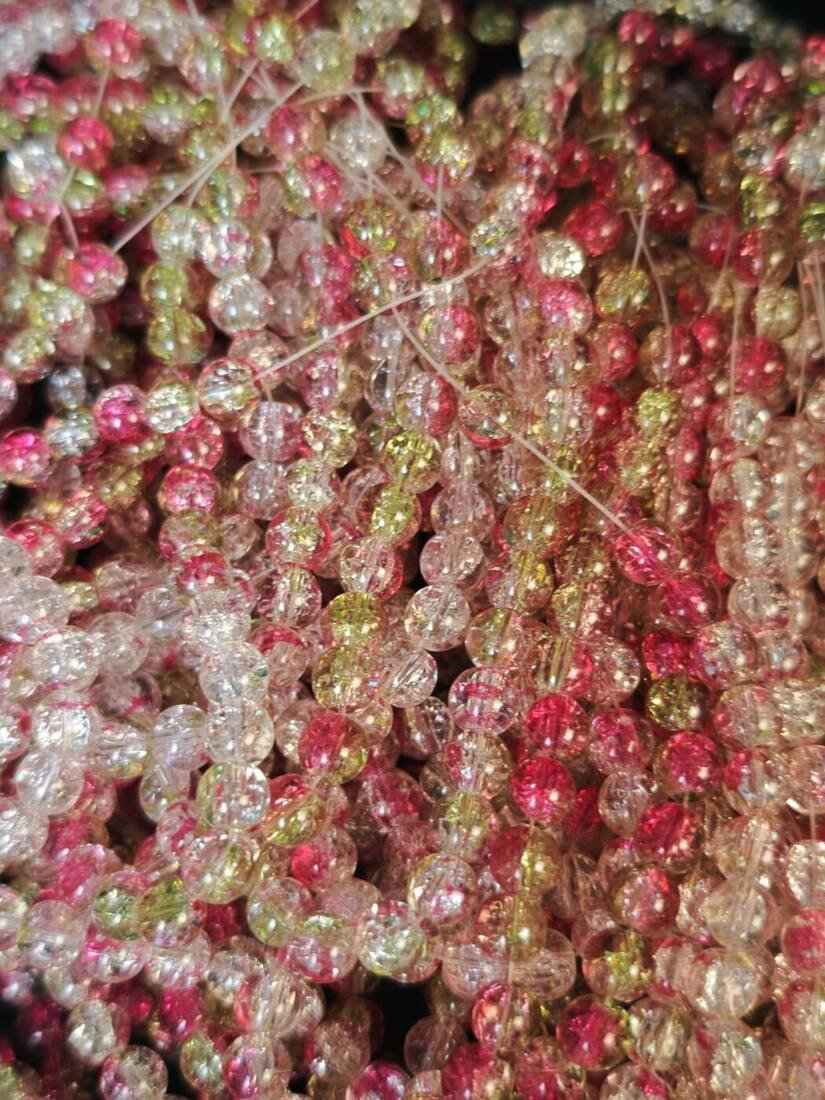 8 mm Crack Pink Olive Beads