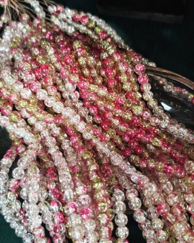 8 mm Crack Pink Olive Beads