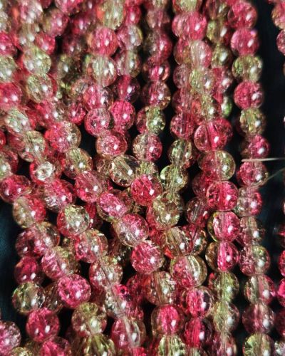 8 mm Crack Pink Olive Beads