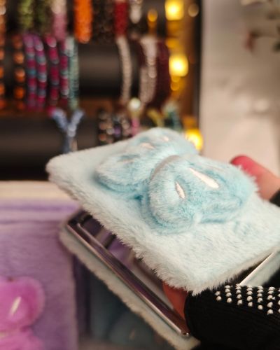 2-in-1 Fluffy Cosmetic Mirror & Magnifying Glass