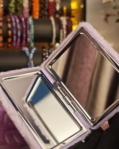 2-in-1 Fluffy Cosmetic Mirror & Magnifying Glass