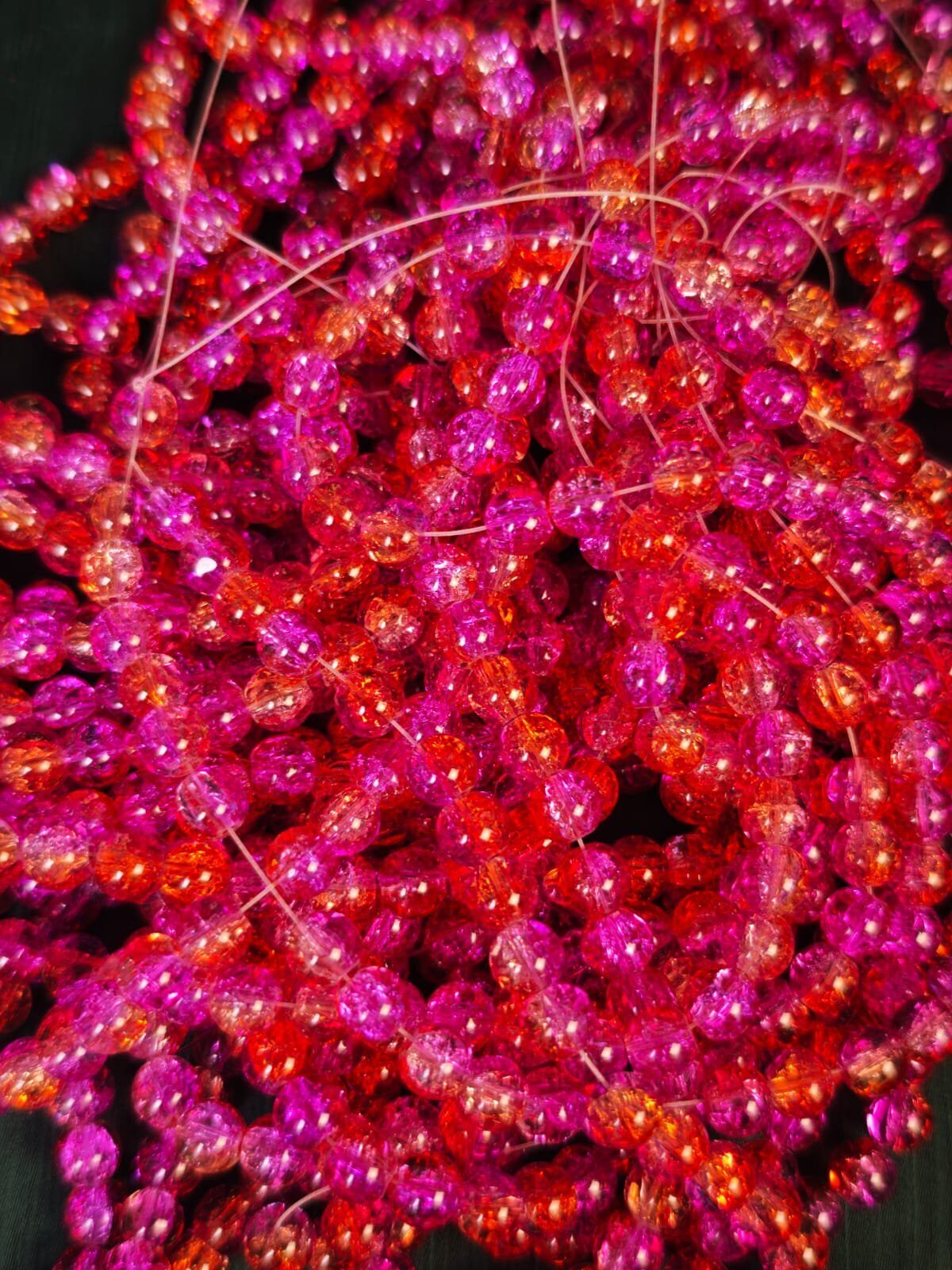 Red and Pink Crack Beads