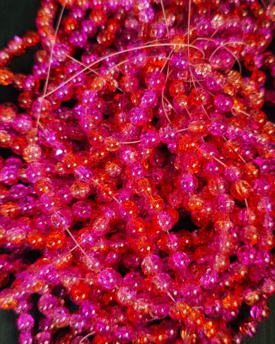 Red and Pink Crack Beads