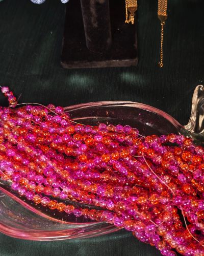 Red and Pink Crack Beads