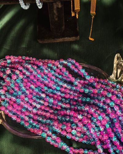 Pink and Blue Crack Beads