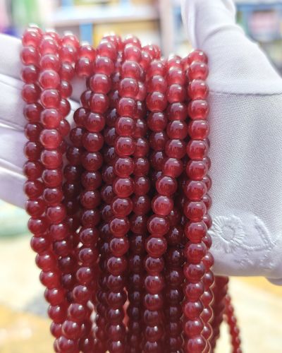 8 mm Plain Mehroon Beads