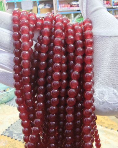 8 mm Plain Mehroon Beads