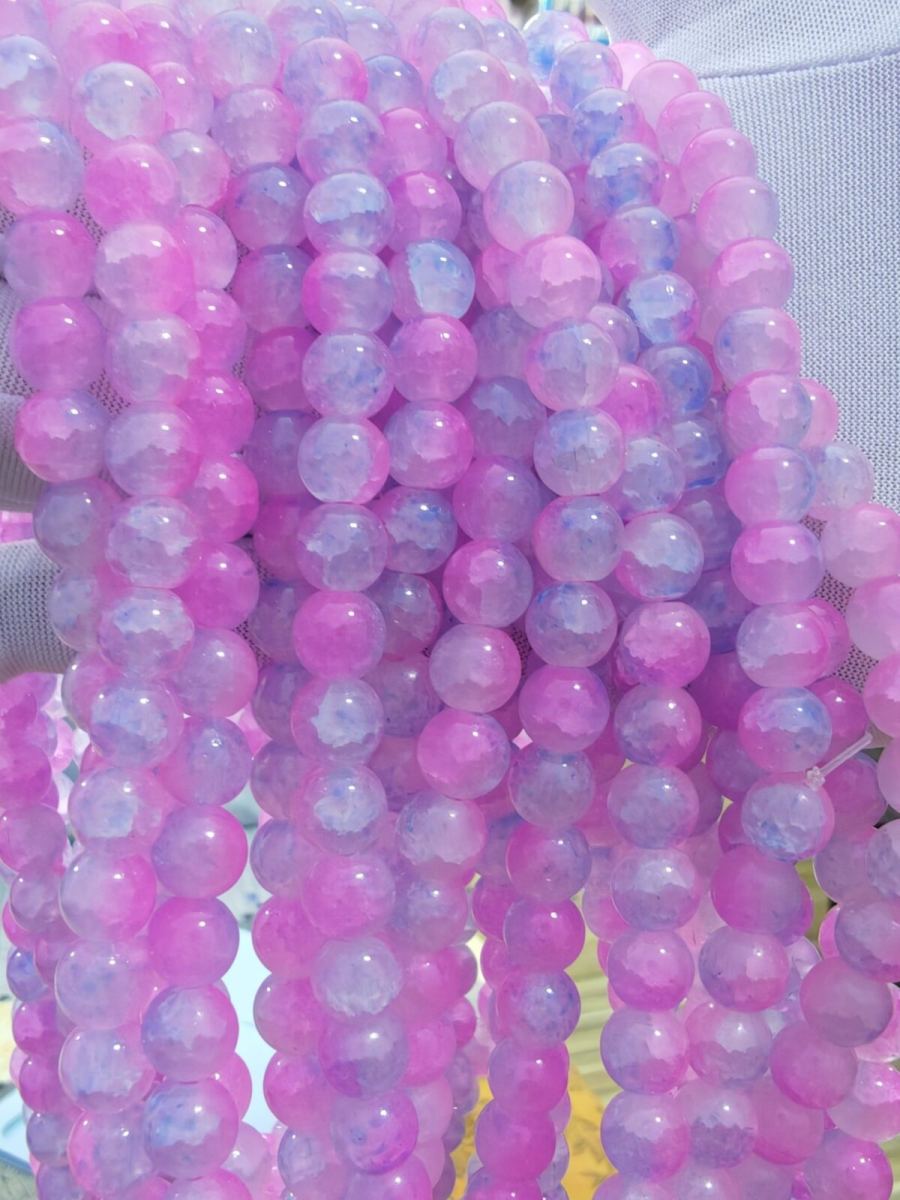 8 mm Crack Pink Purple Beads