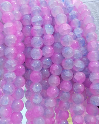 8 mm Crack Pink Purple Beads