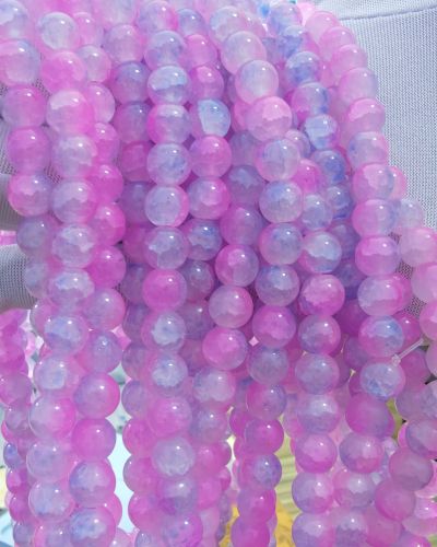 8 mm Crack Pink Purple Beads