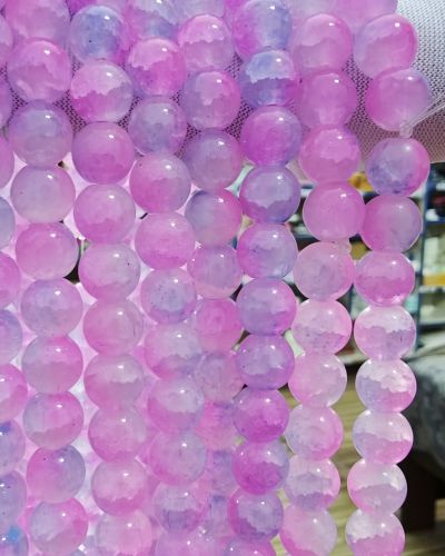 8 mm Crack Pink Purple Beads