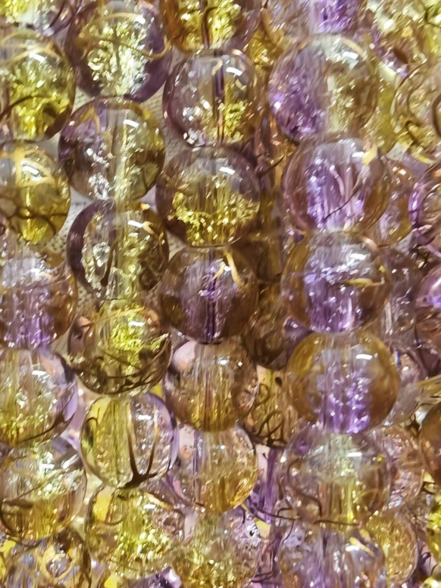 8 mm Crack Golden Purple Beads