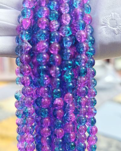 8 mm Crack Pink Blue Beads