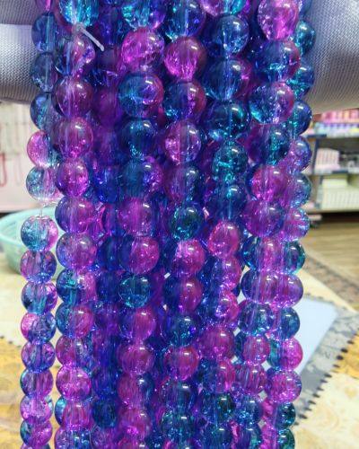 8 mm Crack Pink Blue Beads