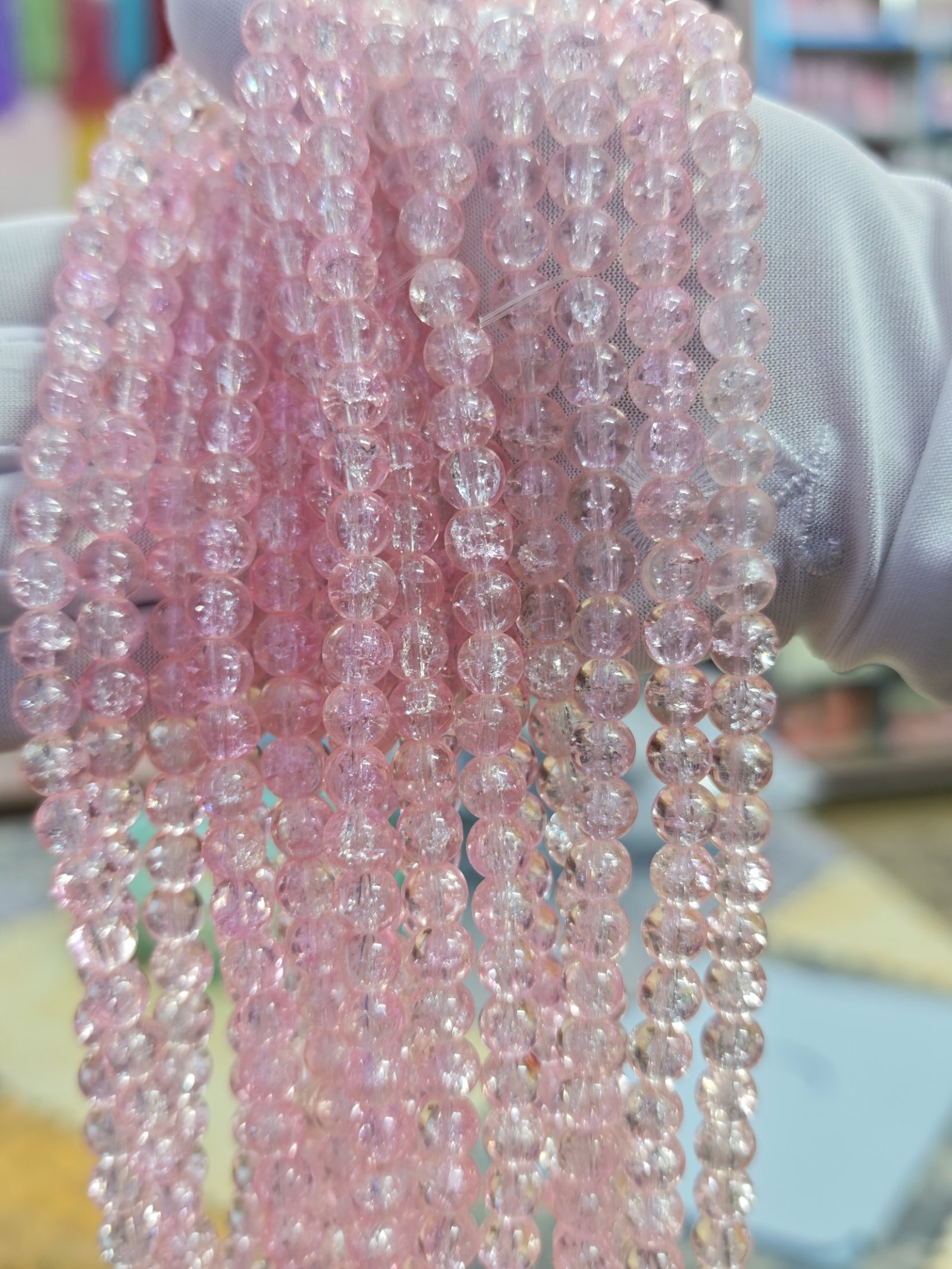 8 mm Crack Light Pink Beads