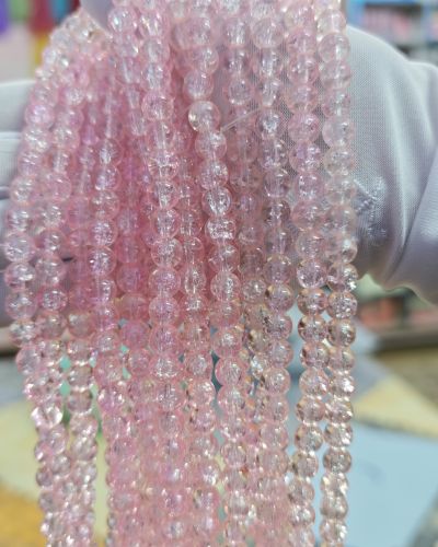 8 mm Crack Light Pink Beads