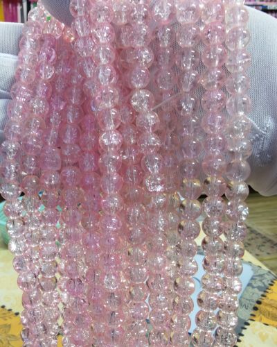 8 mm Crack Light Pink Beads