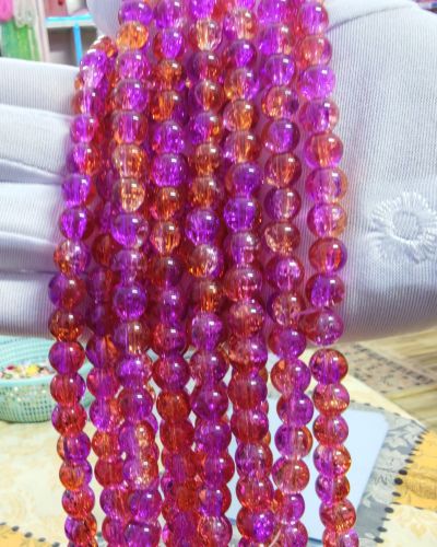8 mm Crack Orange Purple Pink Beads