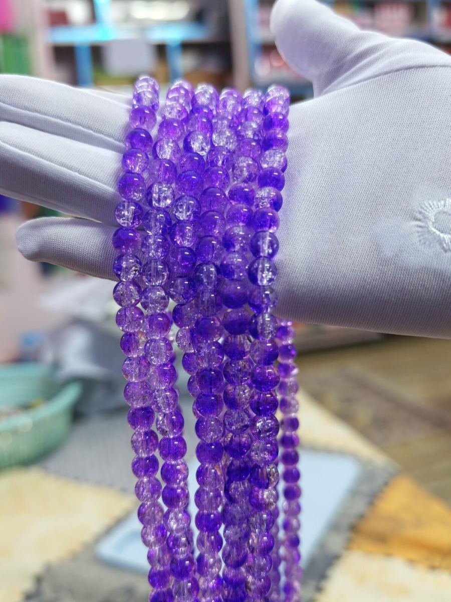 8 mm Crack Light Purple Dark Blue Beads