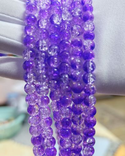 8 mm Crack Light Purple Dark Blue Beads