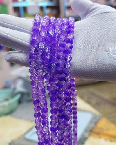 8 mm Crack Light Purple Dark Blue Beads