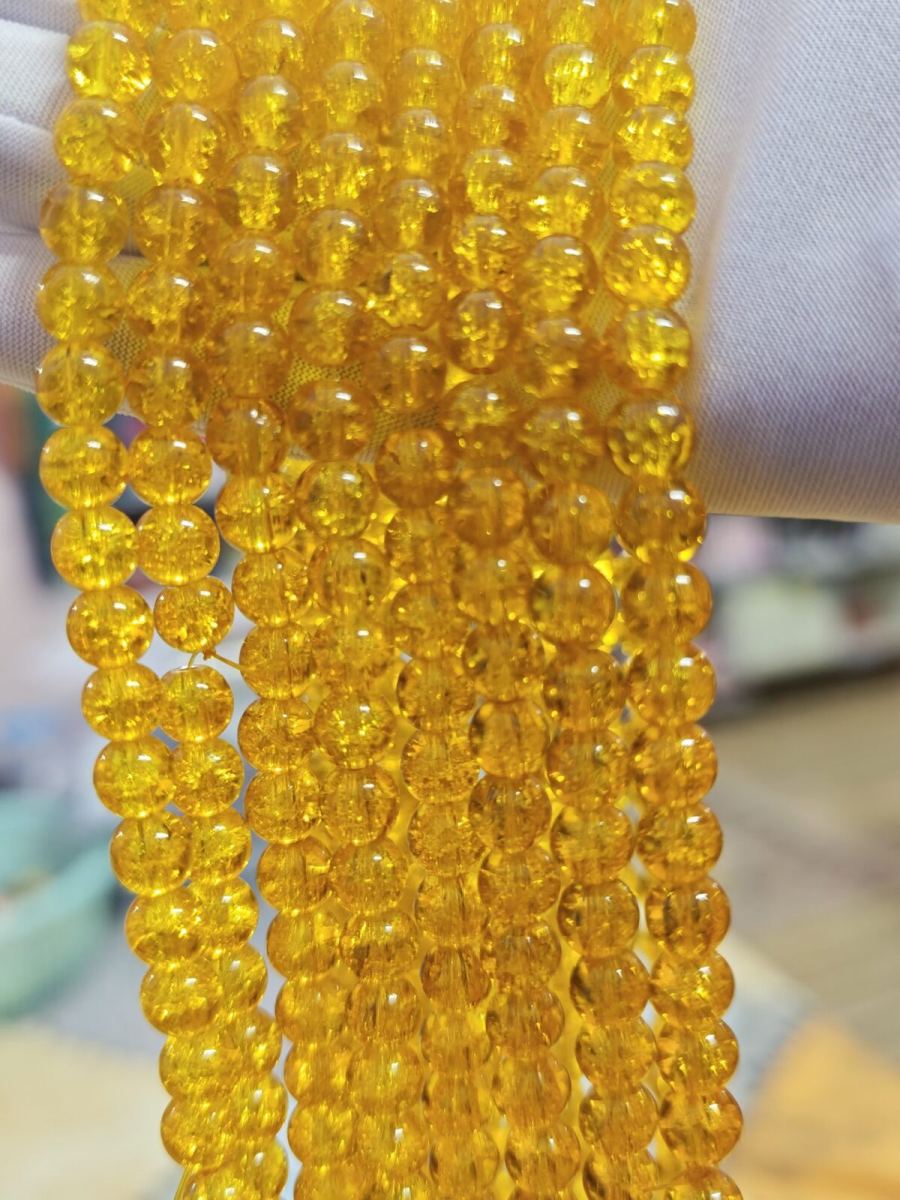 8 mm Crack Simple Yellow Beads