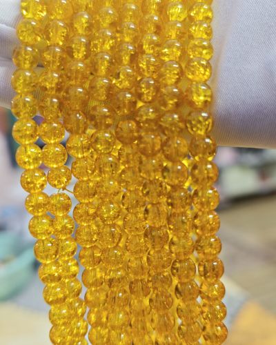 8 mm Crack Simple Yellow Beads