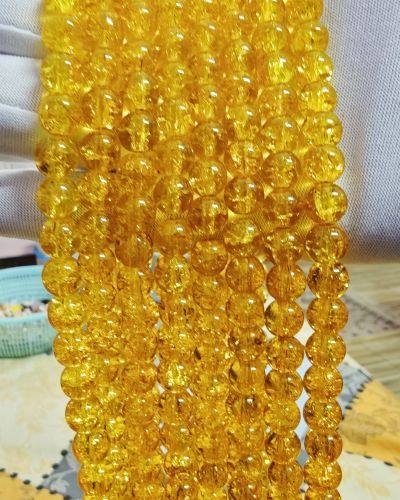 8 mm Crack Simple Yellow Beads