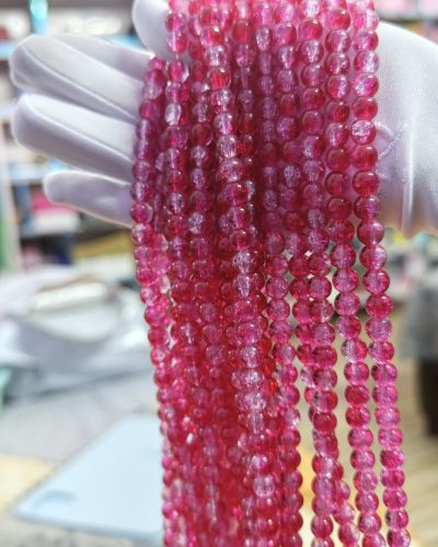 8 mm Crack Red White Pink Beads