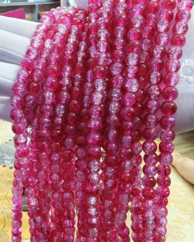 8 mm Crack Red White Pink Beads