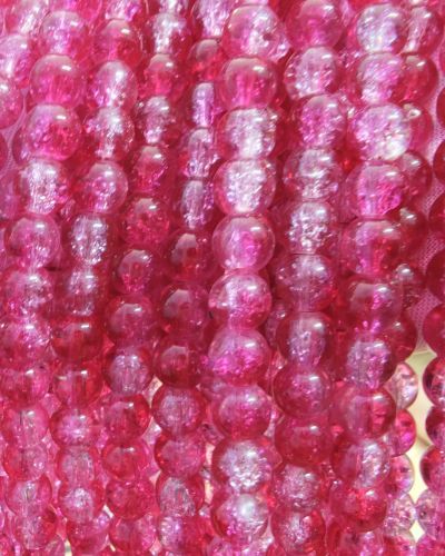 8 mm Crack Red White Pink Beads