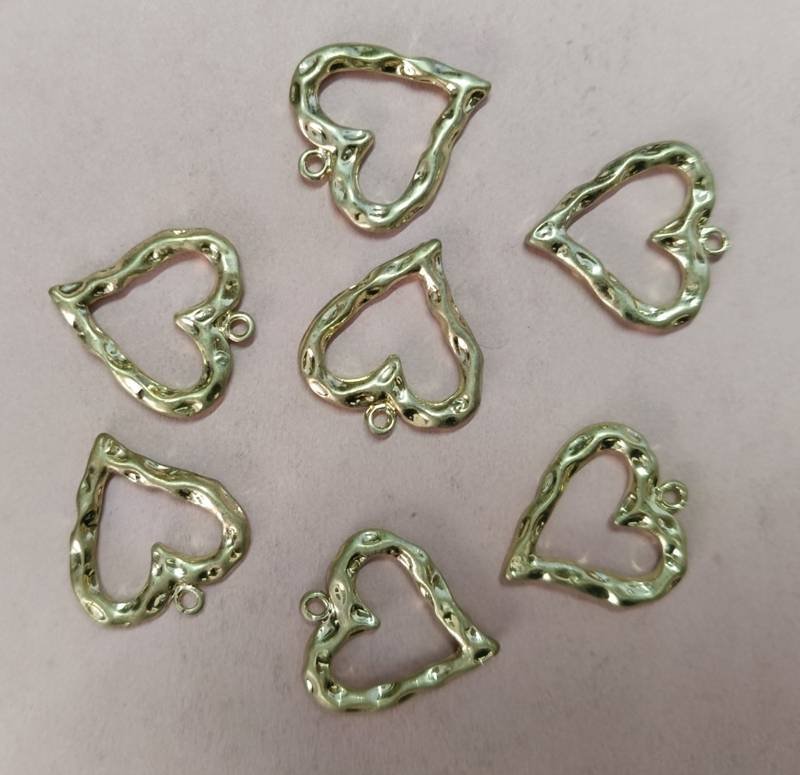 Gold Hammered Heart Charm
