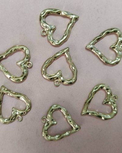 Gold Hammered Heart Charm