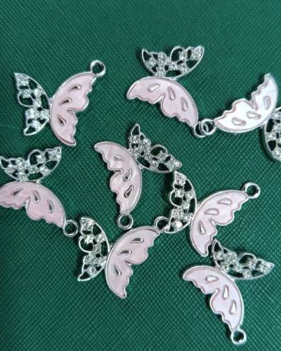 Pink Crystal Butterfly Charm