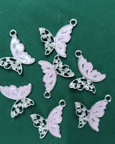 Pink Crystal Butterfly Charm