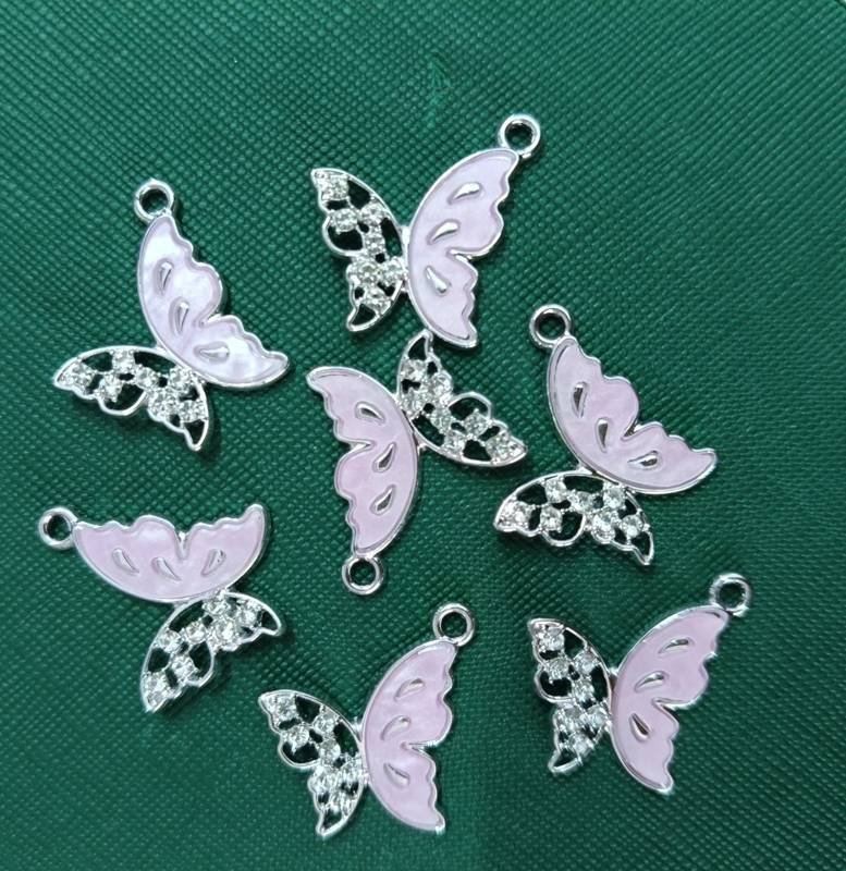 Pink Crystal Butterfly Charm