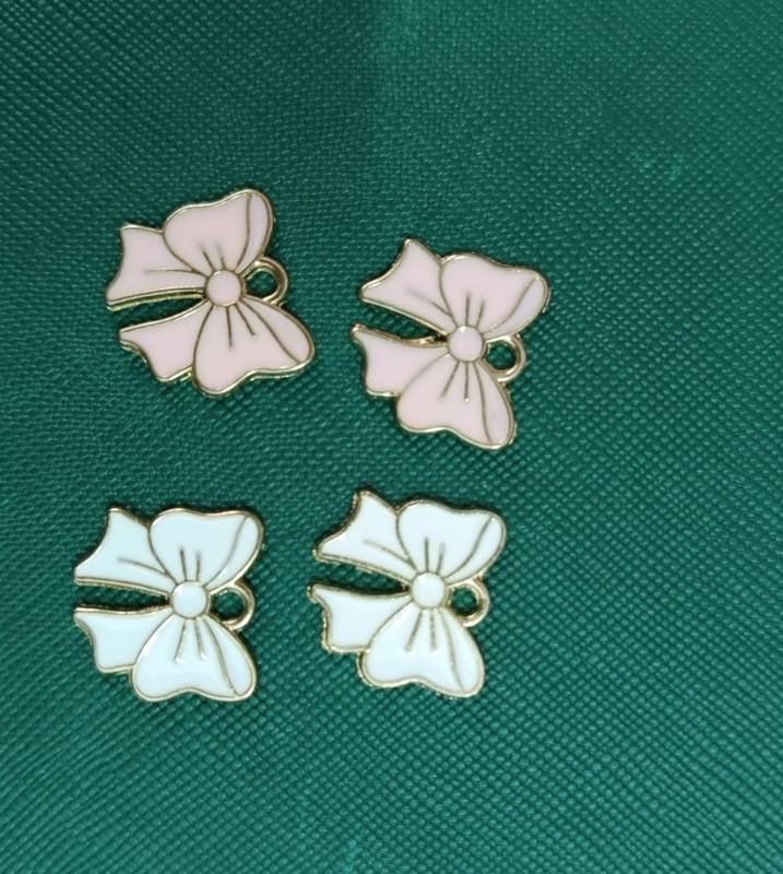 Pink & White Bow Charm