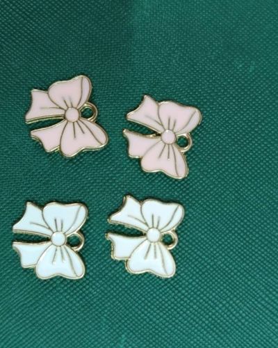 Pink & White Bow Charm