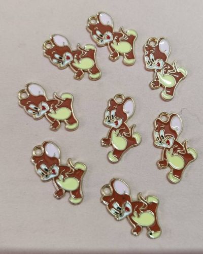 Cat & Mouse Cartoon Charm Pair