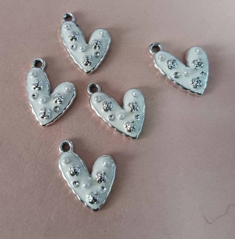 White Pearl Heart Charm
