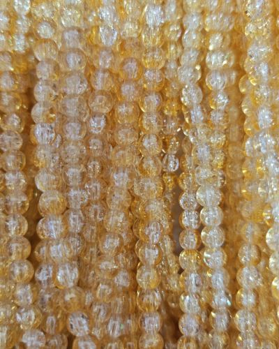 8 mm Crack Golden Yellow & White Beads