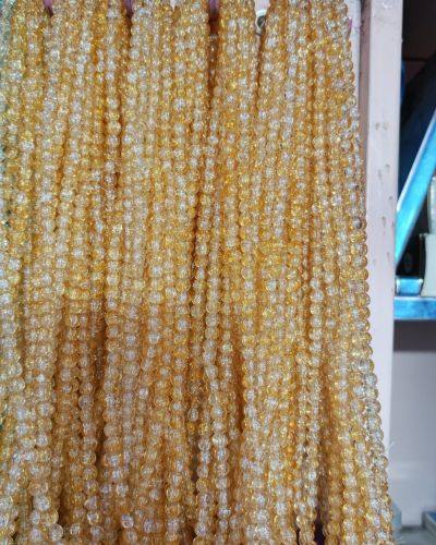 8 mm Crack Golden Yellow & White Beads