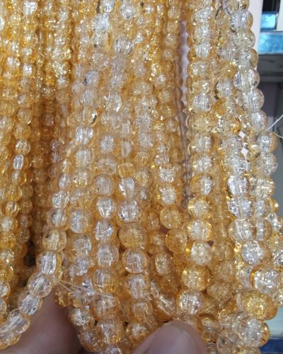 8 mm Crack Golden Yellow & White Beads