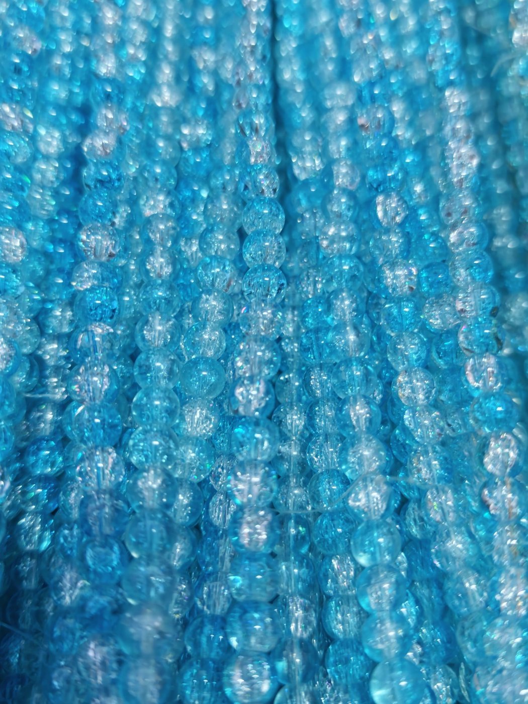 8 mm Crack Sky Blue & White Beads