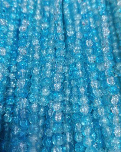 8 mm Crack Sky Blue & White Beads