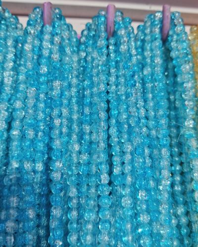 8 mm Crack Sky Blue & White Beads