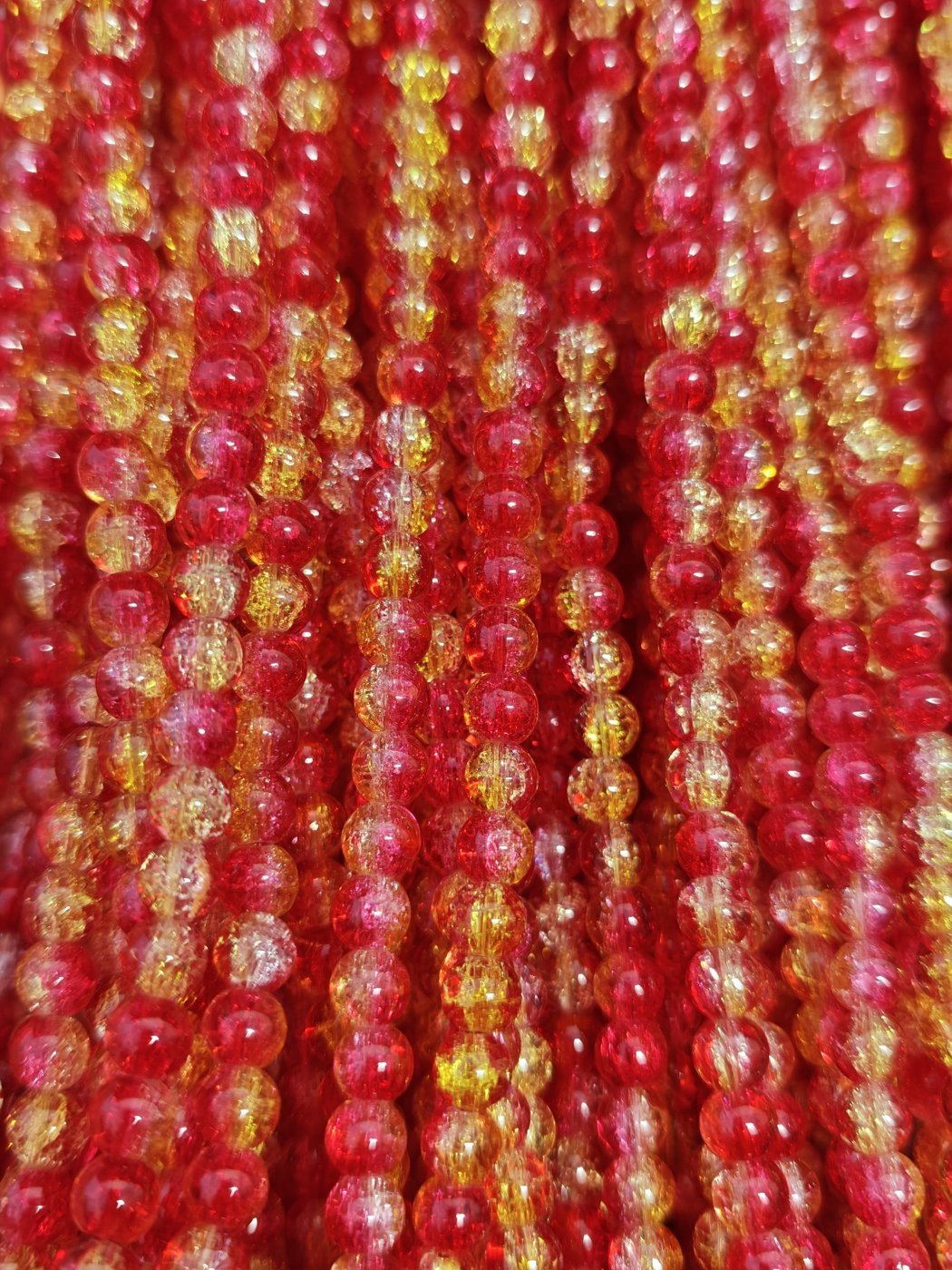 8 mm Crack Red & Yellow Beads